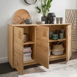 Wohnen Sideboards<3-türige Kommode aus Wildeiche Massivholz - Millena