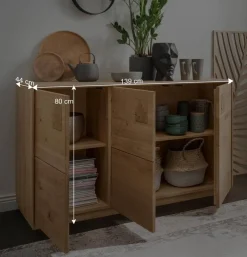 Wohnen Sideboards<3-türige Kommode aus Wildeiche Massivholz - Millena
