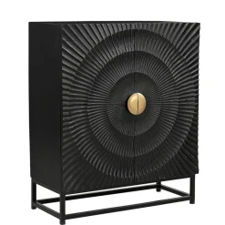 Wohnen Highboards|Kommoden<2-türige Kommode in Schwarz mit Gold - Oglio