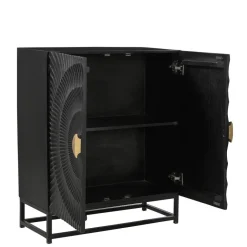 Wohnen Highboards|Kommoden<2-türige Kommode in Schwarz mit Gold - Oglio