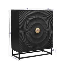Wohnen Highboards|Kommoden<2-türige Kommode in Schwarz mit Gold - Oglio