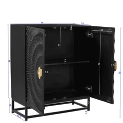 Wohnen Highboards|Kommoden<2-türige Kommode in Schwarz mit Gold - Oglio
