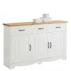 Wohnen Sideboards<3-türige Landhaus Kommode in Weiß & Honig - Ribeiro