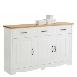 Wohnen Sideboards<3-türige Landhaus Kommode in Weiß & Honig - Ribeiro