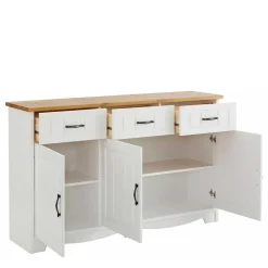 Wohnen Sideboards<3-türige Landhaus Kommode in Weiß & Honig - Ribeiro