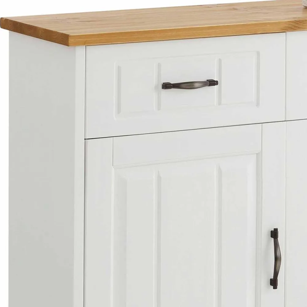 Wohnen Sideboards<3-türige Landhaus Kommode in Weiß & Honig - Ribeiro