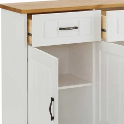 Wohnen Sideboards<3-türige Landhaus Kommode in Weiß & Honig - Ribeiro