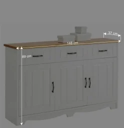 Wohnen Sideboards<3-türige Landhaus Kommode in Weiß & Honig - Ribeiro