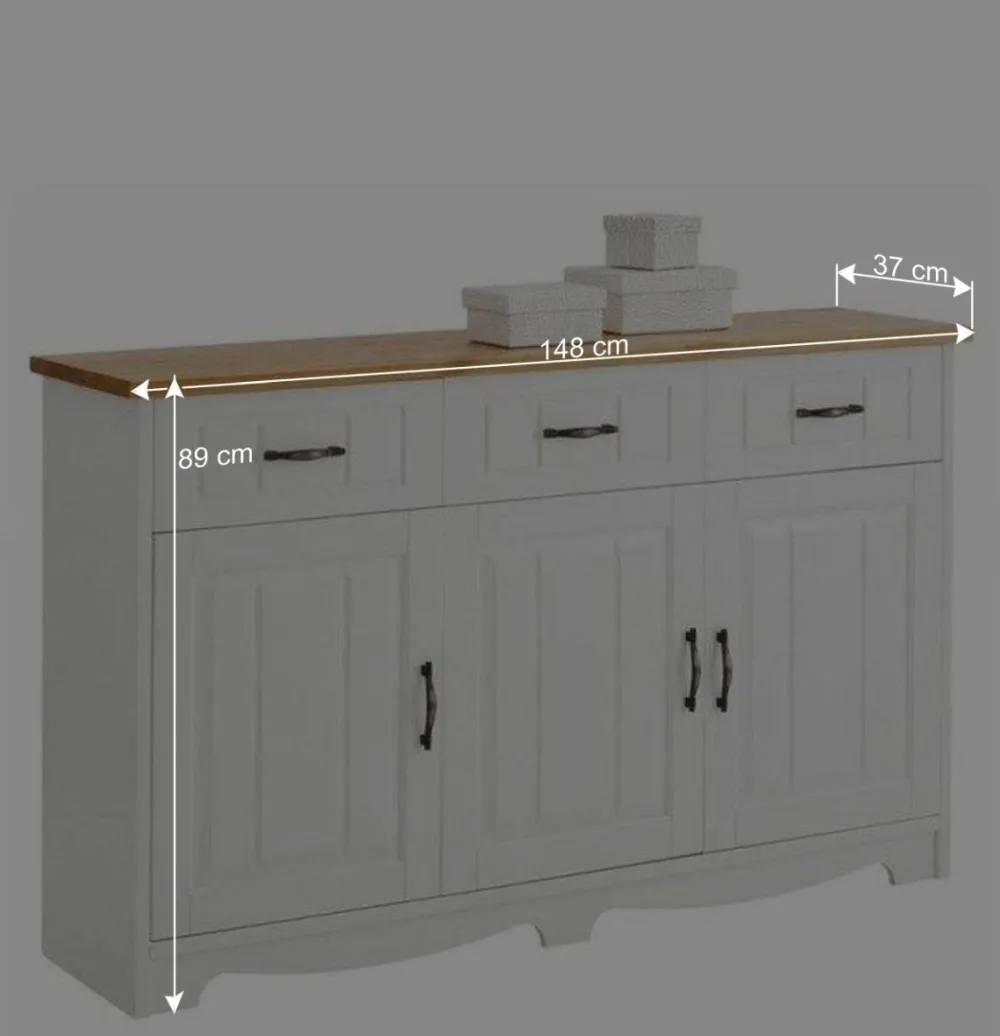 Wohnen Sideboards<3-türige Landhaus Kommode in Weiß & Honig - Ribeiro