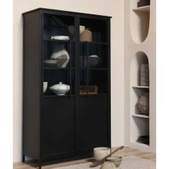 Wohnen Vitrinen<2-türige Metall Vitrine in Schwarz - Ponnya