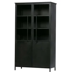 Wohnen Vitrinen<2-türige Metall Vitrine in Schwarz - Ponnya