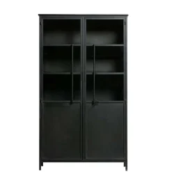 Wohnen Vitrinen<2-türige Metall Vitrine in Schwarz - Ponnya