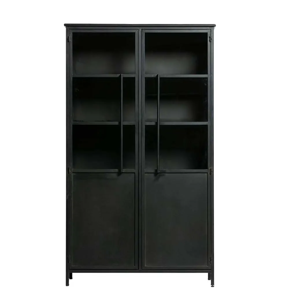 Wohnen Vitrinen<2-türige Metall Vitrine in Schwarz - Ponnya