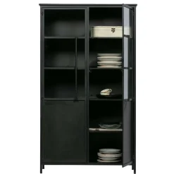 Wohnen Vitrinen<2-türige Metall Vitrine in Schwarz - Ponnya