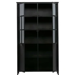 Wohnen Vitrinen<2-türige Metall Vitrine in Schwarz - Ponnya