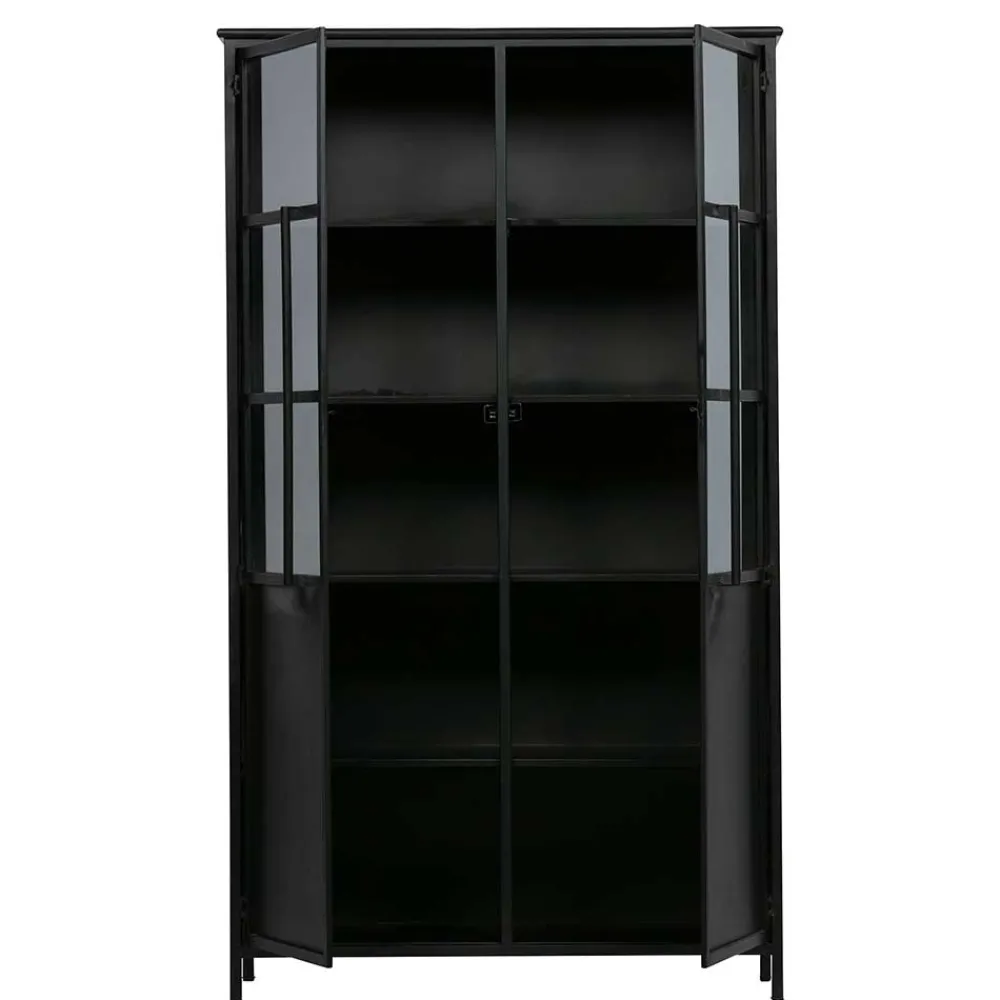 Wohnen Vitrinen<2-türige Metall Vitrine in Schwarz - Ponnya