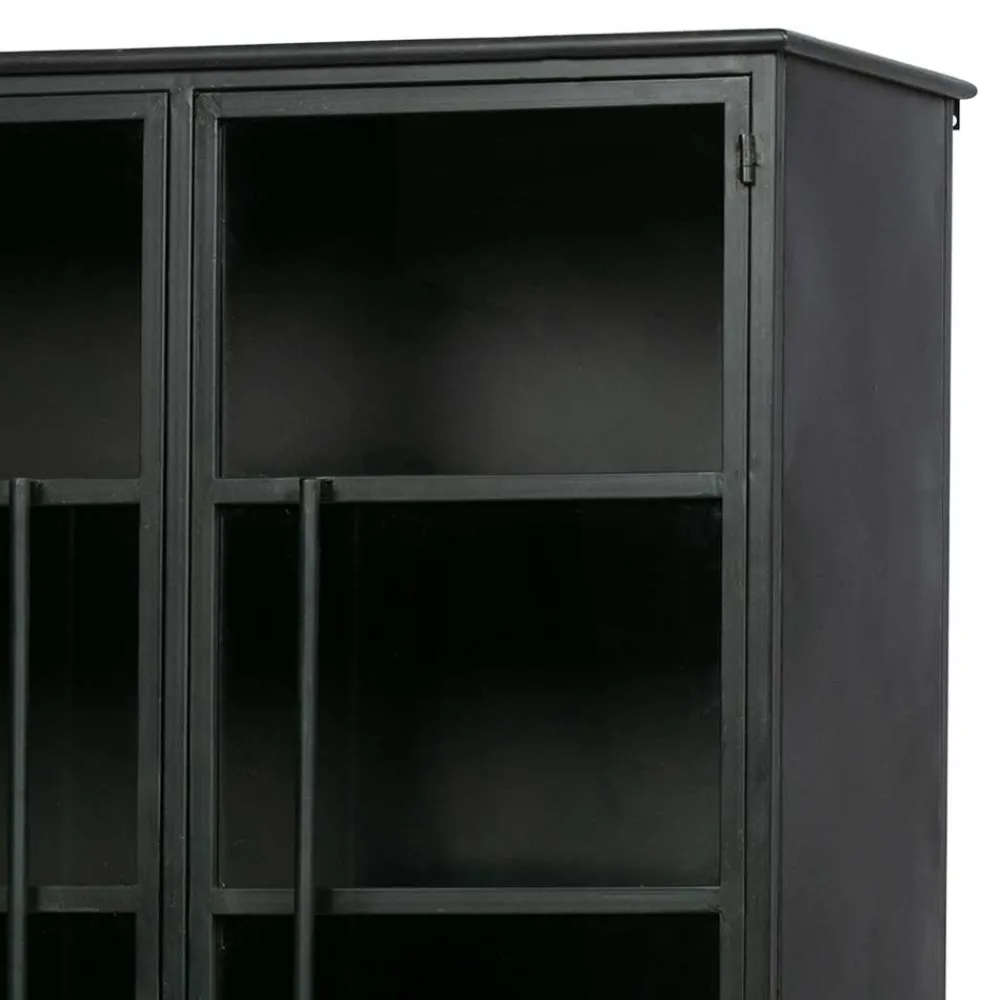 Wohnen Vitrinen<2-türige Metall Vitrine in Schwarz - Ponnya