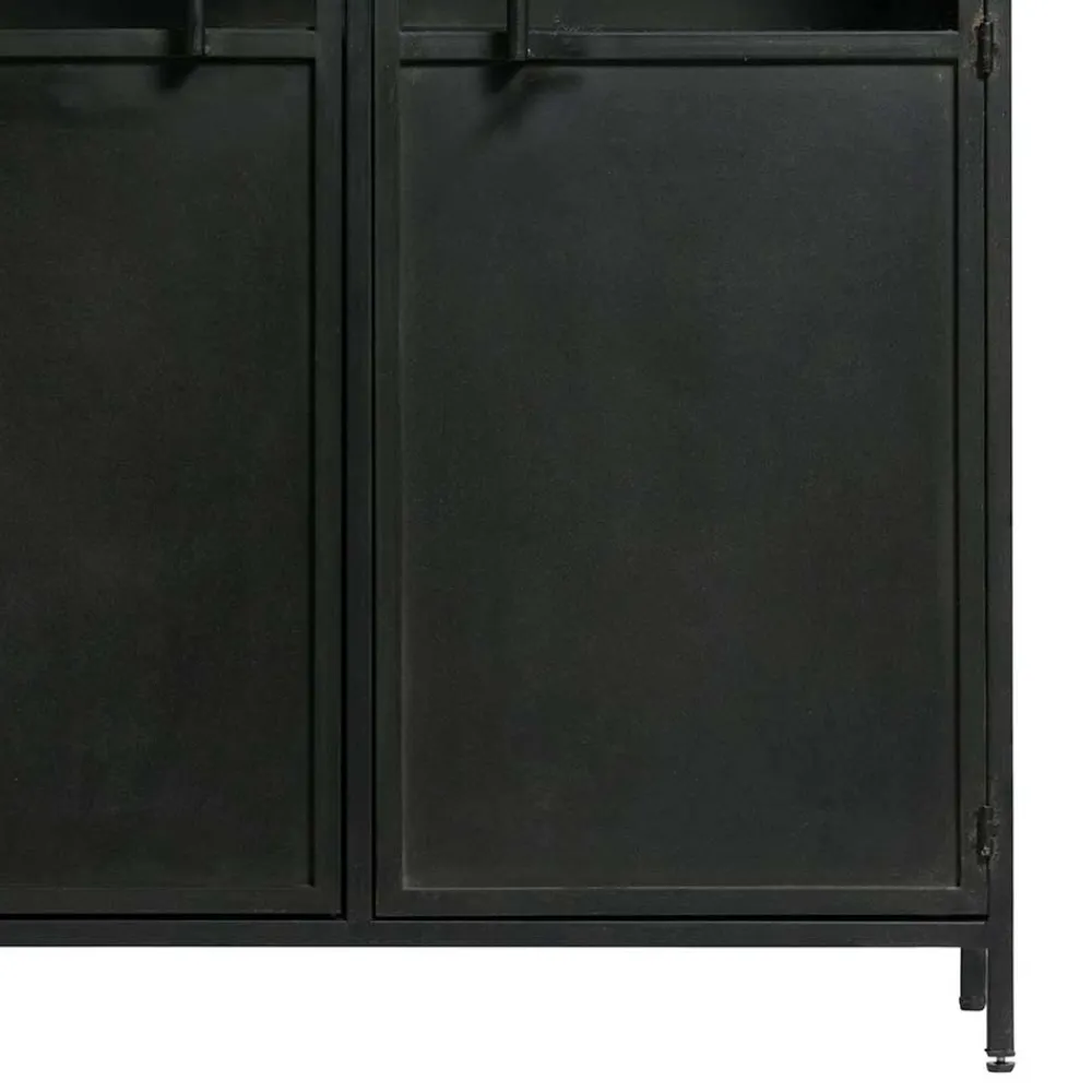 Wohnen Vitrinen<2-türige Metall Vitrine in Schwarz - Ponnya