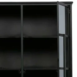 Wohnen Vitrinen<2-türige Metall Vitrine in Schwarz - Ponnya