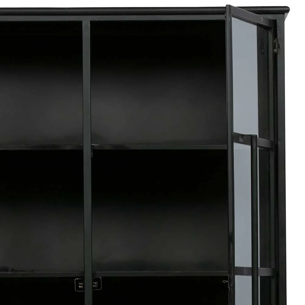 Wohnen Vitrinen<2-türige Metall Vitrine in Schwarz - Ponnya