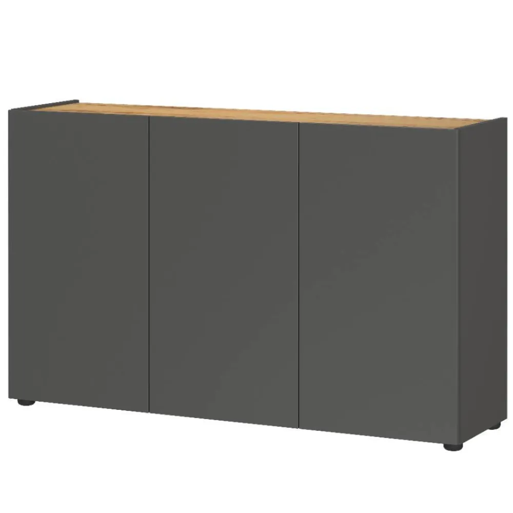 Wohnen Sideboards<3-türige Office-Kommode in Dunkelgrau - Casai