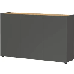 Wohnen Sideboards<3-türige Office-Kommode in Dunkelgrau - Casai