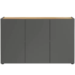 Wohnen Sideboards<3-türige Office-Kommode in Dunkelgrau - Casai