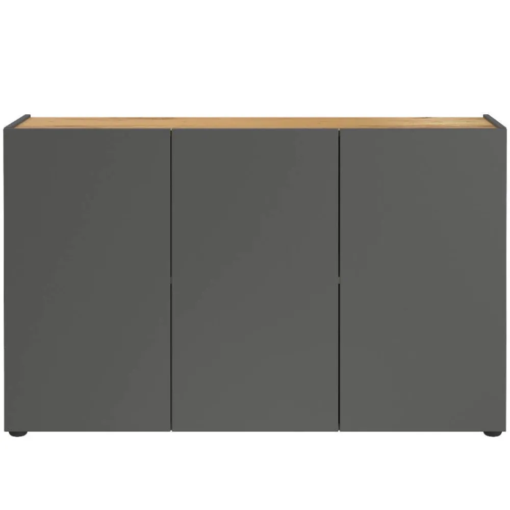 Wohnen Sideboards<3-türige Office-Kommode in Dunkelgrau - Casai