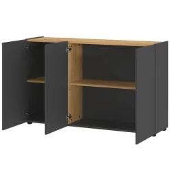 Wohnen Sideboards<3-türige Office-Kommode in Dunkelgrau - Casai
