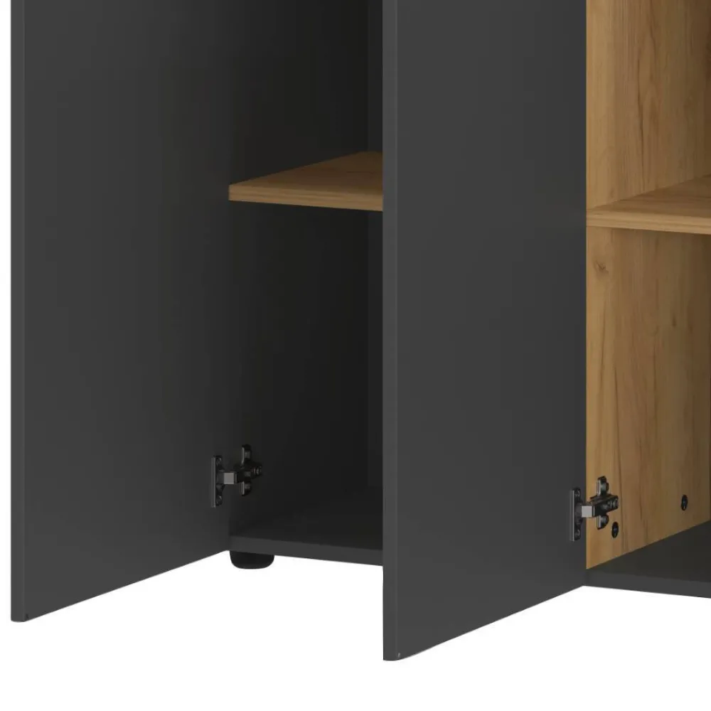 Wohnen Sideboards<3-türige Office-Kommode in Dunkelgrau - Casai