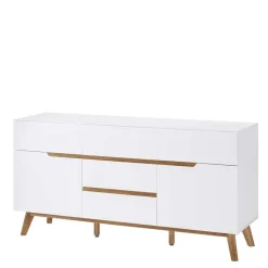 Wohnen Sideboards<2-türige Retro Kommode mit 5 Schubladen Flacon in Weiß