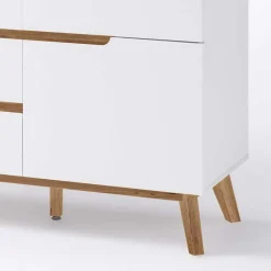 Wohnen Sideboards<2-türige Retro Kommode mit 5 Schubladen Flacon in Weiß