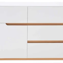 Wohnen Sideboards<2-türige Retro Kommode mit 5 Schubladen Flacon in Weiß