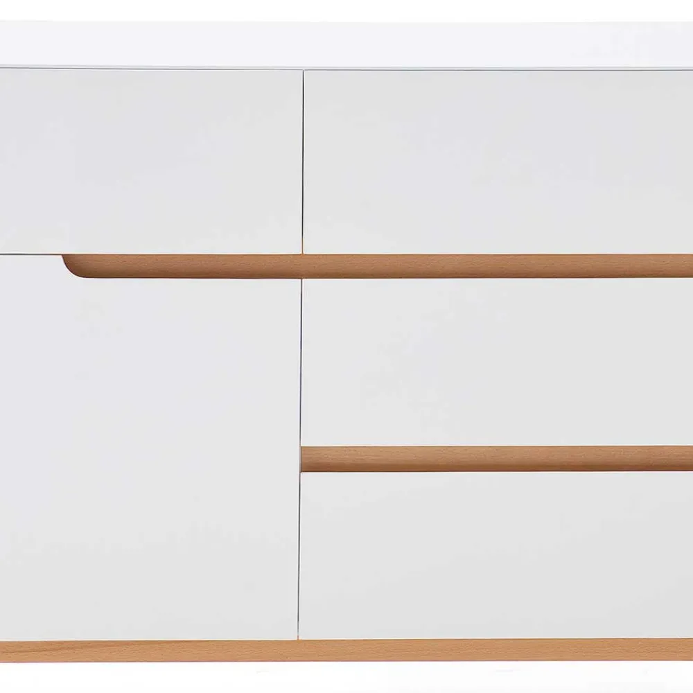 Wohnen Sideboards<2-türige Retro Kommode mit 5 Schubladen Flacon in Weiß