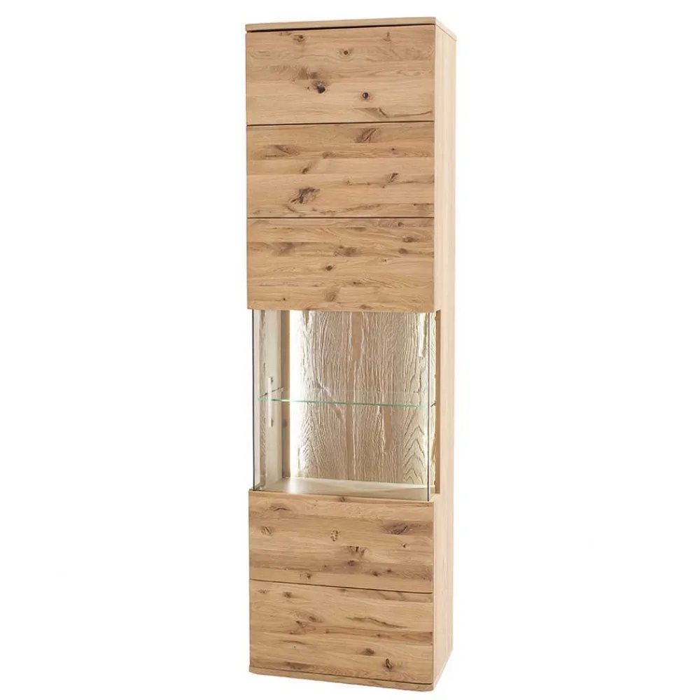 Wohnen Vitrinen|Schränke<1-türige Schrank Vitrine aus Massivholz - Crokas