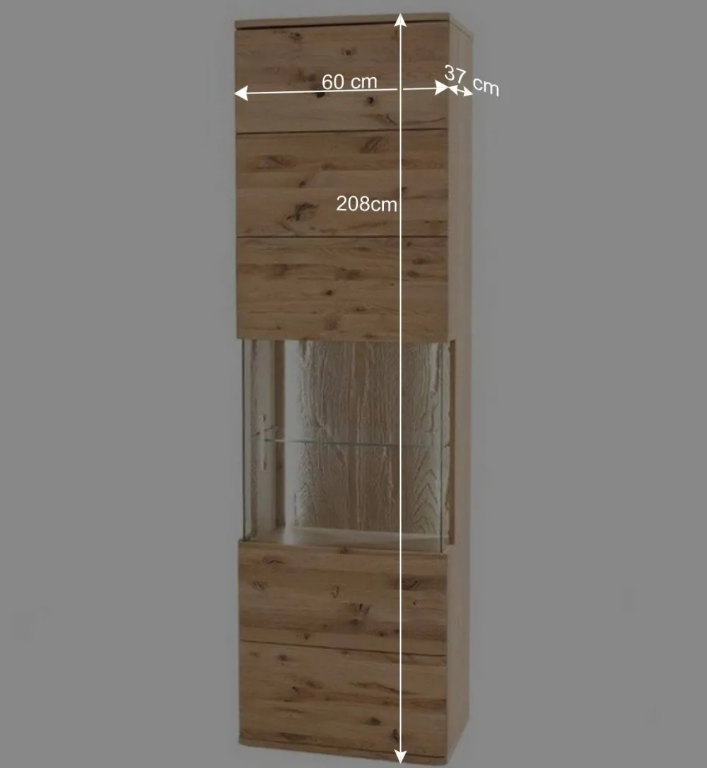 Wohnen Vitrinen|Schränke<1-türige Schrank Vitrine aus Massivholz - Crokas