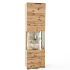 Wohnen Vitrinen|Schränke<1-türige Schrank Vitrine aus Massivholz - Crokas