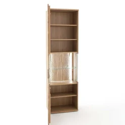 Wohnen Vitrinen|Schränke<1-türige Schrank Vitrine aus Massivholz - Crokas