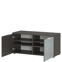 Wohnen Sitzbank<2-türige Schuhbank in Silbergrau Glas - Ilfred