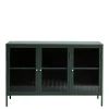 Wohnen Sideboards<3-türige Stahl Kommode in Dunkelgrün mit Glas - Mela