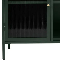 Wohnen Sideboards<3-türige Stahl Kommode in Dunkelgrün mit Glas - Mela