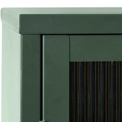 Wohnen Sideboards<3-türige Stahl Kommode in Dunkelgrün mit Glas - Mela