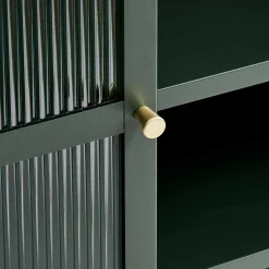 Wohnen Sideboards<3-türige Stahl Kommode in Dunkelgrün mit Glas - Mela