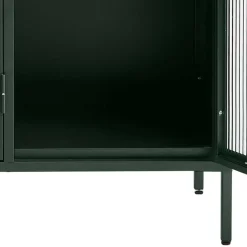 Wohnen Sideboards<3-türige Stahl Kommode in Dunkelgrün mit Glas - Mela