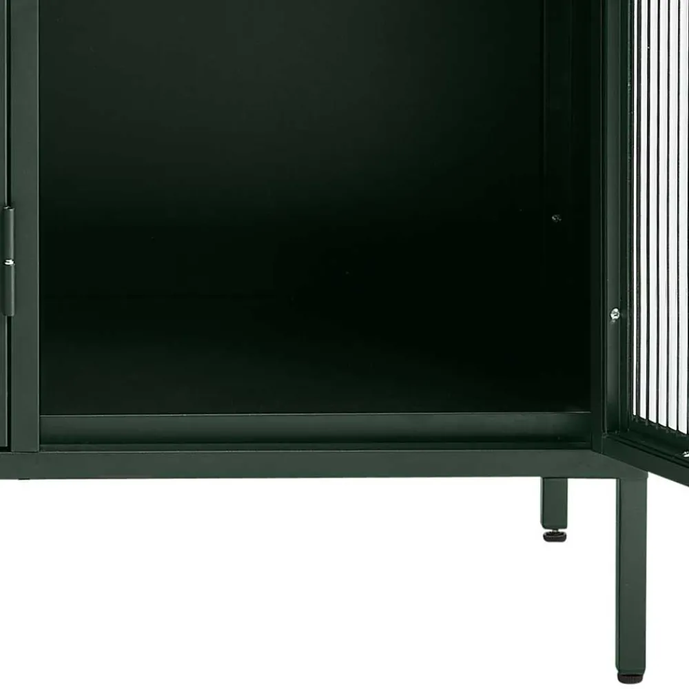 Wohnen Sideboards<3-türige Stahl Kommode in Dunkelgrün mit Glas - Mela