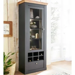 Wohnen Vitrinen<1-türige Vitrine mit Flaschenfächern & Schublade - Lionel