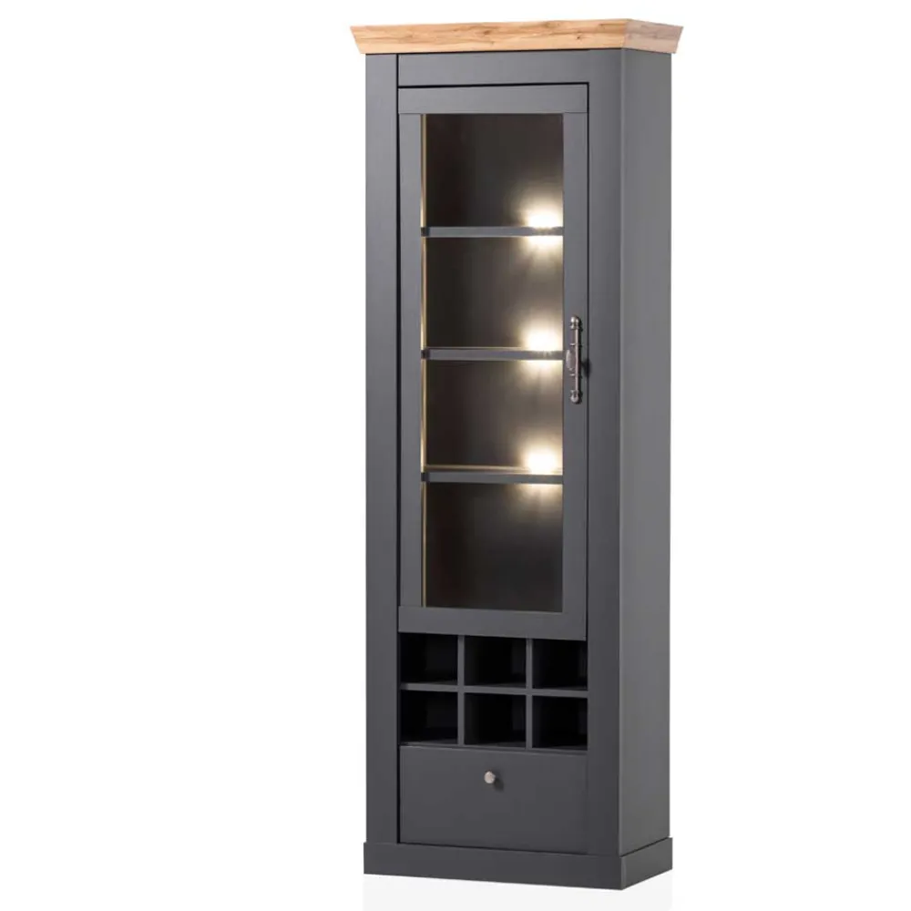 Wohnen Vitrinen<1-türige Vitrine mit Flaschenfächern & Schublade - Lionel