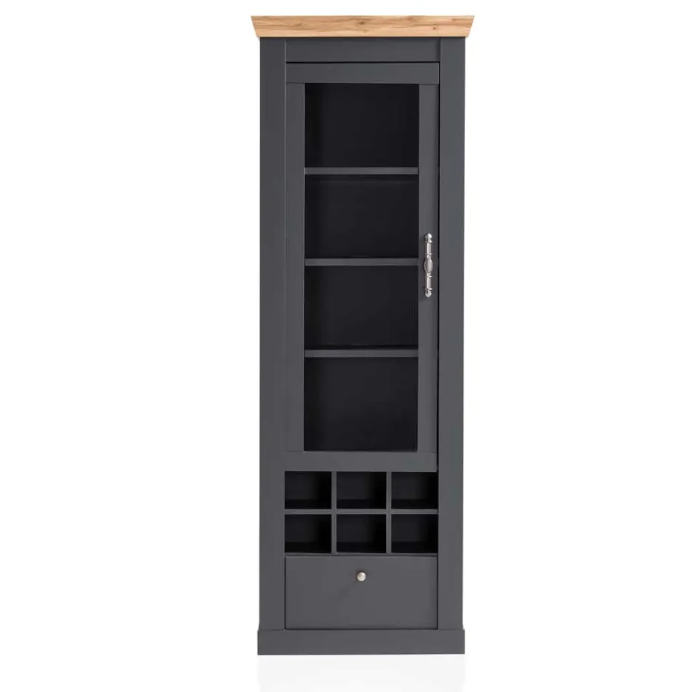 Wohnen Vitrinen<1-türige Vitrine mit Flaschenfächern & Schublade - Lionel
