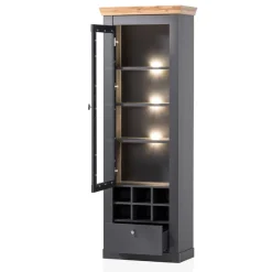 Wohnen Vitrinen<1-türige Vitrine mit Flaschenfächern & Schublade - Lionel