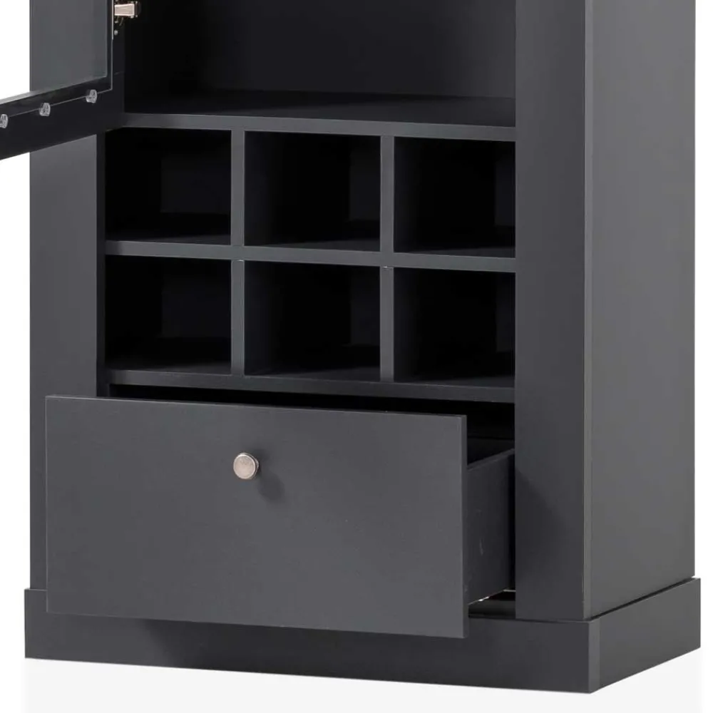 Wohnen Vitrinen<1-türige Vitrine mit Flaschenfächern & Schublade - Lionel